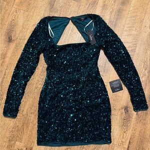Lulu's Marvelous Radious Emerald Sequin Dress for the Holidays